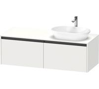 Duravit Ketho.2 bâti-support de lavabo sur console suspendu découpe de la vasque à droite, 1400x459x550mm, 2 tiroirs, K24888R18180000, Couleur: Décor blanc mat