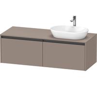 Duravit Ketho.2 bâti-support de lavabo sur console suspendu découpe de la vasque à droite, 1400x459x550mm, 2 tiroirs, K24888R43430000, Couleur: Décor basalte mat