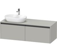 Duravit Ketho.2 bâti-support de lavabo sur console suspendu, découpe de la vasque à gauche, 1400x459x550mm, 2 tiroirs, K24888L07070000, Couleur: DÃ©cor gris bÃ©ton mat