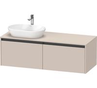 Duravit Ketho.2 bâti-support de lavabo sur console suspendu, découpe de la vasque à gauche, 1400x459x550mm, 2 tiroirs, K24888L91910000, Couleur: DÃ©cor taupe mat