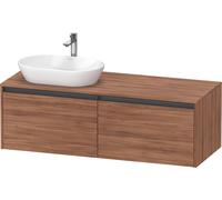 Duravit Ketho.2 bâti-support de lavabo sur console suspendu, découpe de la vasque à gauche, 1400x459x550mm, 2 tiroirs, K24888L79790000, Couleur: Décor noyer naturel