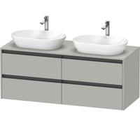 Duravit Ketho.2 bâti-support de lavabo sur console suspendu, découpe du bassin des deux côtés, 1400x568x550mm, 4 tiroirs, K24898B07070000, Couleur: DÃ©cor gris bÃ©ton mat