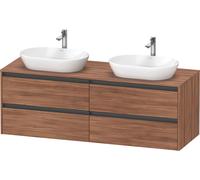 Duravit Ketho.2 bâti-support de lavabo sur console suspendu, découpe du bassin des deux côtés, 1600x568x550mm, 4 tiroirs, K24899B79790000, Couleur: Décor noyer naturel
