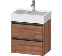 Duravit Ketho.2 bâti-support pour lavabo suspendu, Compact, 584x549x390mm, pour Vero Air 236860, 2 tiroirs, K25273079790000, Couleur: Décor noyer naturel