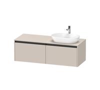 Duravit Ketho.2 bâti-support de lavabo sur console suspendu découpe de la vasque à droite, 1400x459x550mm, 2 tiroirs, K24888R91910000, Couleur: DÃ©cor taupe mat