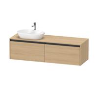Duravit Ketho.2 bâti-support de lavabo en console, découpe de la vasque à gauche, 1600x459x550mm. 2 tiroirs, K24889L30300000, Couleur: Décor chêne naturel