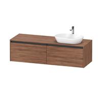 Duravit Ketho.2 bâti-support de lavabo en console, découpe de la vasque à droite, 1600x459x550mm, 2 tiroirs, K24889R79790000, Couleur: Décor noyer naturel