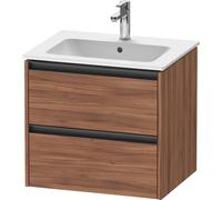 Duravit Ketho 2 meuble bas pour lavabo avec 2 tiroirs 61x48x55cm avec poignées noyer anthracite mat k25262079790000
