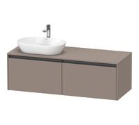 Duravit Ketho 2 meuble bas pour lavabo avec plan de console avec 2 tiroirs pour vasque à gauche 140x55x45,9cm avec poignées basalte anthracite mat K24888L43430000
