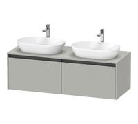Duravit Ketho 2 meuble bas pour lavabo incl. plan de console avec 2 tiroirs pour doubles vasques 140x55x45.9cm avec poignées anthracite gris béton mat K24888B07070000