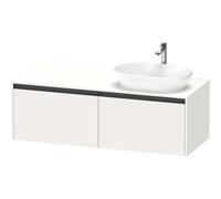 Duravit Ketho 2 meuble bas pour lavabo incl. plan de console avec 2 tiroirs pour vasque à droite 140x55x45.9cm avec poignées anthracite blanc super mat K24888R84840000