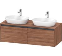 Duravit Ketho.2 Meuble sous-lavabo à colonnes suspendu, découpe du bassin des deux côtés, 1400x459x550mm, 2 tiroirs, K24888B79790000, Couleur: Décor noyer naturel
