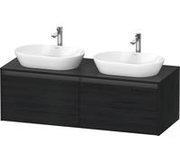 Duravit Ketho.2 Meuble sous-lavabo à colonnes suspendu, découpe du bassin des deux côtés, 1400x459x550mm, 2 tiroirs, K24888B16160000, Couleur: Décor chêne noir mat