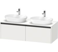 Duravit Ketho.2 Meuble sous-lavabo à colonnes suspendu, découpe du bassin des deux côtés, 1400x459x550mm, 2 tiroirs, K24888B18180000, Couleur: Décor blanc mat