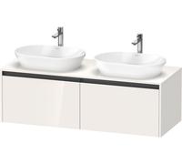 Duravit Ketho.2 Meuble sous-lavabo à colonnes suspendu, découpe du bassin des deux côtés, 1400x459x550mm, 2 tiroirs, K24888B22220000, Couleur: Décor blanc brillant