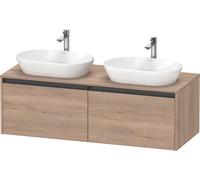 Duravit Ketho.2 Meuble sous-lavabo à colonnes suspendu, découpe du bassin des deux côtés, 1400x459x550mm, 2 tiroirs, K24888B55550000, Couleur: Décor chêne marbré