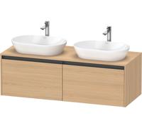 Duravit Ketho.2 Meuble sous-lavabo à colonnes suspendu, découpe du bassin des deux côtés, 1400x459x550mm, 2 tiroirs, K24888B30300000, Couleur: Décor chêne naturel