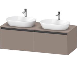 Duravit Ketho.2 Meuble sous-lavabo à colonnes suspendu, découpe du bassin des deux côtés, 1400x459x550mm, 2 tiroirs, K24888B43430000, Couleur: Décor basalte mat