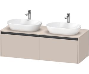 Duravit Ketho.2 Meuble sous-lavabo à colonnes suspendu, découpe du bassin des deux côtés, 1400x459x550mm, 2 tiroirs, K24888B91910000, Couleur: DÃ©cor taupe mat