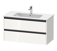 Duravit ketho 2 meuble sous lavabo avec 2 tiroirs 101x48x55cm avec poignées anthracite blanc brillant k25264022220000