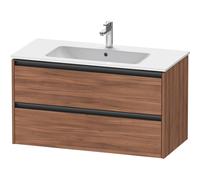 Duravit Ketho 2 meuble sous-lavabo avec 2 tiroirs 101x48x55cm avec poignées noyer anthracite mat K25264079790000