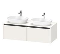 Duravit Ketho 2 meuble sous-lavabo avec console avec 2 tiroirs pour lavabos à poser doubles 140x55x45.9cm avec poignées anthracite blanc supermat K24888B84840000