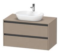 Duravit Ketho 2 meuble sous lavabo avec plan console avec 2 tiroirs 100x55x56.8cm avec poignées anthracite Linnen mat K24896075750000