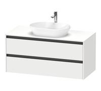 Duravit Ketho 2 meuble sous-lavabo avec plan console avec 2 tiroirs 120x55x56.8cm avec poignées anthracite blanc mat K24897018180000