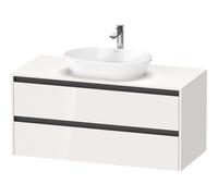 Duravit Ketho 2 meuble sous-lavabo avec plan console avec 2 tiroirs 120x55x56,8cm avec poignées anthracite blanc brillant K24897022220000