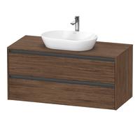 Duravit Ketho 2 meuble sous-lavabo avec plan console avec 2 tiroirs 120x55x56.8cm avec poignées anthracite noyer foncé mat K24897021210000