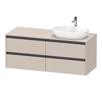 Duravit Ketho 2 meuble sous-lavabo avec plan console avec 4 tiroirs pour vasque à droite 140x55x56.8cm avec poignées anthracite taupe mat K24898R91910000