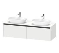 Duravit Ketho 2 meuble sous-lavabo avec plan console inclus avec 2 tiroirs pour doubles vasques 160x55x45.9cm avec poignées anthracite blanc mat K24889B18180000