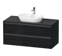 Duravit Ketho 2 meuble sous-lavabo avec plan de console avec 2 tiroirs 120x55x56,8cm avec poignées chêne anthracite noir mat K24897016160000