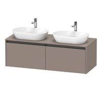 Duravit Ketho 2 meuble sous-lavabo avec plan de console avec 2 tiroirs pour doubles vasques 140x55x45.9cm avec poignées anthracite basalt mat K24888B43430000