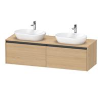 Duravit Ketho 2 meuble sous-lavabo avec plan de console avec 2 tiroirs pour doubles vasques 160x55x45.9cm avec poignées chêne naturel mat anthracite K24889B30300000