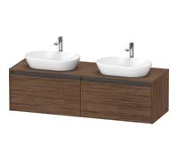 Duravit Ketho 2 meuble sous-lavabo avec plan de console avec 2 tiroirs pour doubles vasques 160x55x45.9cm avec poignées anthracite noyer foncé K24889B21210000