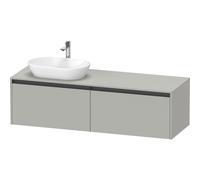 Duravit Ketho 2 meuble sous-lavabo avec plan de console avec 2 tiroirs pour vasque à gauche 160x55x45.9cm avec poignées gris béton mat K24889L07070000