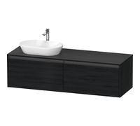 Duravit Ketho 2 meuble sous-lavabo avec plan de console avec 2 tiroirs pour vasque à gauche 160x55x45.9cm avec poignées chêne anthracite noir mat K24889L16160000