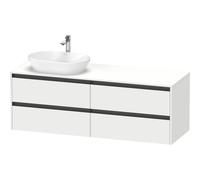 Duravit Ketho 2 meuble sous-lavabo avec plan de console avec 4 tiroirs pour vasque à gauche 160x55x56,8cm avec poignées anthracite blanc mat K24899L18180000