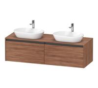 Duravit Ketho 2 meuble sous-lavabo avec plan de console inclus avec 2 tiroirs pour doubles vasques 160x55x45.9cm avec poignées anthracite noyer mat K24889B79790000