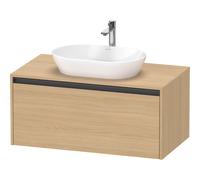 Duravit ketho 2 meuble sous lavabo avec plaque console avec 1 tiroir 100x55x45.9cm avec poignée anthracite chêne naturel mate K24886030300000