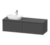 Duravit Ketho 2 meuble sous-lavabo avec plaque console avec 2 tiroirs pour vasque à poser à gauche 160x55x45.9cm avec poignées anthracite graphite mat K24889L49490000