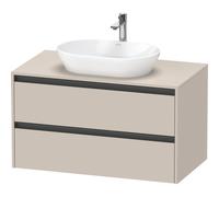 Duravit ketho 2 meuble sous lavabo avec plaque console et 2 tiroirs 100x55x56.8cm avec poignées anthracite taupe mat K24896091910000