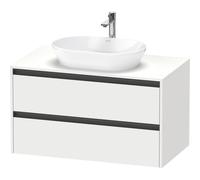 Duravit ketho 2 meuble sous lavabo avec plaque console et 2 tiroirs 100x55x56.8cm avec poignées blanc anthracite mat K24896018180000