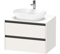 Duravit ketho 2 meuble sous lavabo avec plaque console et 2 tiroirs 80x55x56.8cm avec poignées blanc anthracite super mat K24895084840000