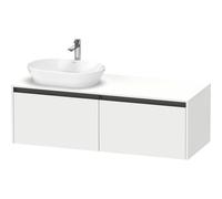 Duravit ketho 2 meuble sous lavabo avec plaque console et 2 tiroirs pour lavabo à gauche 140x55x45.9cm avec poignées blanc anthracite mat K24888L18180000