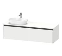 Duravit ketho 2 meuble sous lavabo avec plaque console et 2 tiroirs pour lavabo à gauche 160x55x45.9cm avec poignées blanc anthracite mat K24889L18180000
