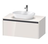 Duravit ketho 2 meuble sous lavabo avec plaque de console avec 1 tiroir 100x55x45.9cm avec poignée anthracite blanc brillant K24886022220000