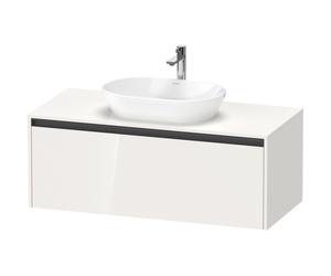 Duravit ketho 2 meuble sous lavabo avec plaque de console avec 1 tiroir 120x55x45.9cm avec poignée anthracite blanc brillant K24887022220000