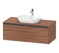 Duravit ketho 2 meuble sous lavabo avec plaque de console avec 1 tiroir 120x55x45.9cm avec poignée noyer anthracite mate K24887079790000